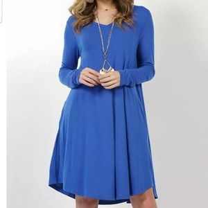 Zenana Premium Long Sleeve dress with side pockets M